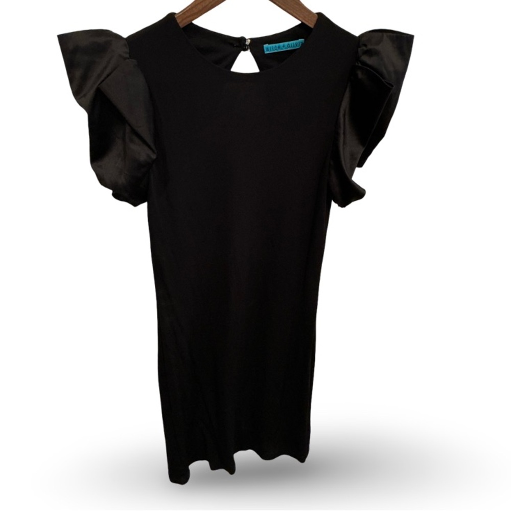 Alice + Olivia Black Dress with Ruffle Sleeves - Picture 2 of 8